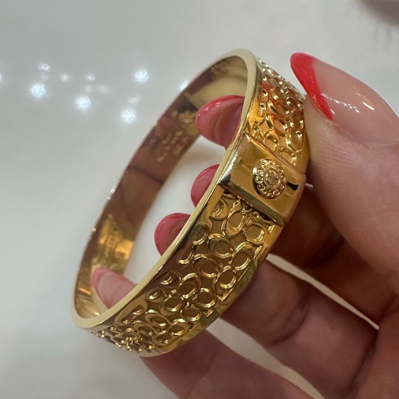 Coach Jewelry - Coach Gold-Tone Signature Hinged Bangle Bracelet